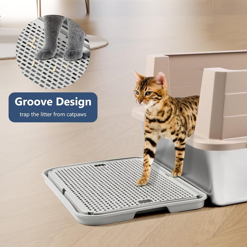 Lanstics Litter Box Step, Litter Box Ramp Grey Litter Catcher with Filter Function Cat Steps for Litter Boxes Anti-Tracking & Easy to Clean, Ideal for Kitten & Elderly Cats (16.5"x11.2") - Image 4